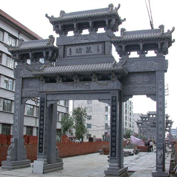 石牌坊設計圖-鄉(xiāng)村路口大理石牌坊-大型景觀石牌樓建筑