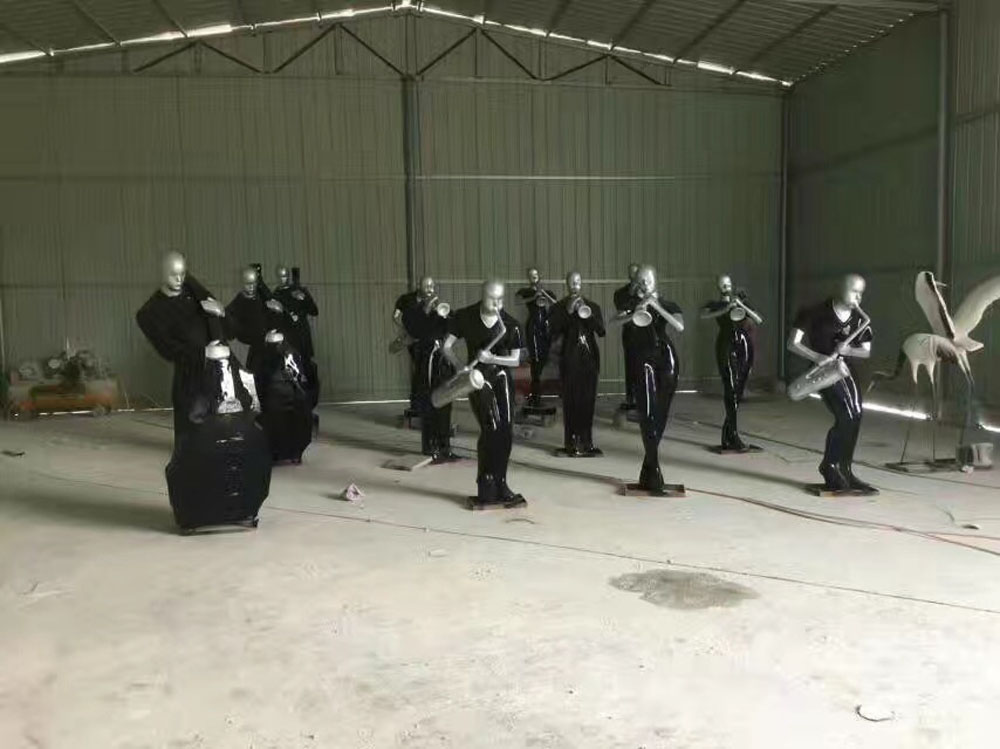 玻璃鋼民間人物樂(lè)隊(duì)團(tuán)雕塑