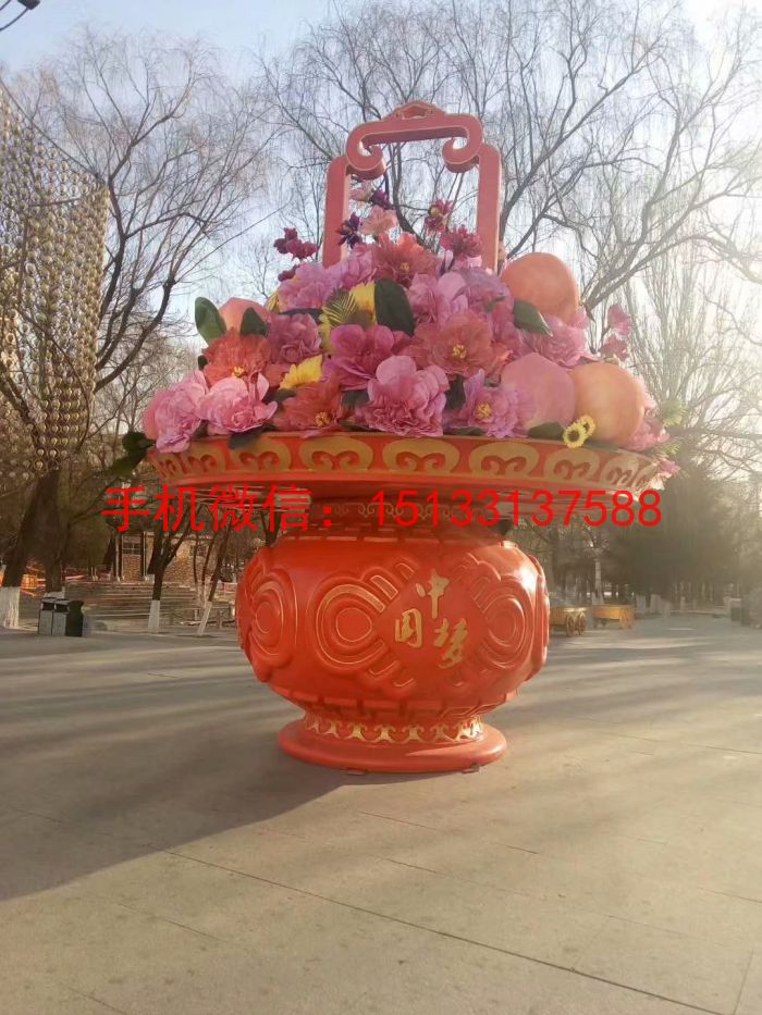 玻璃鋼花籃雕塑，玻璃鋼景觀花籃雕塑廠家   玻璃鋼花籃雕塑 玻璃鋼景觀雕塑