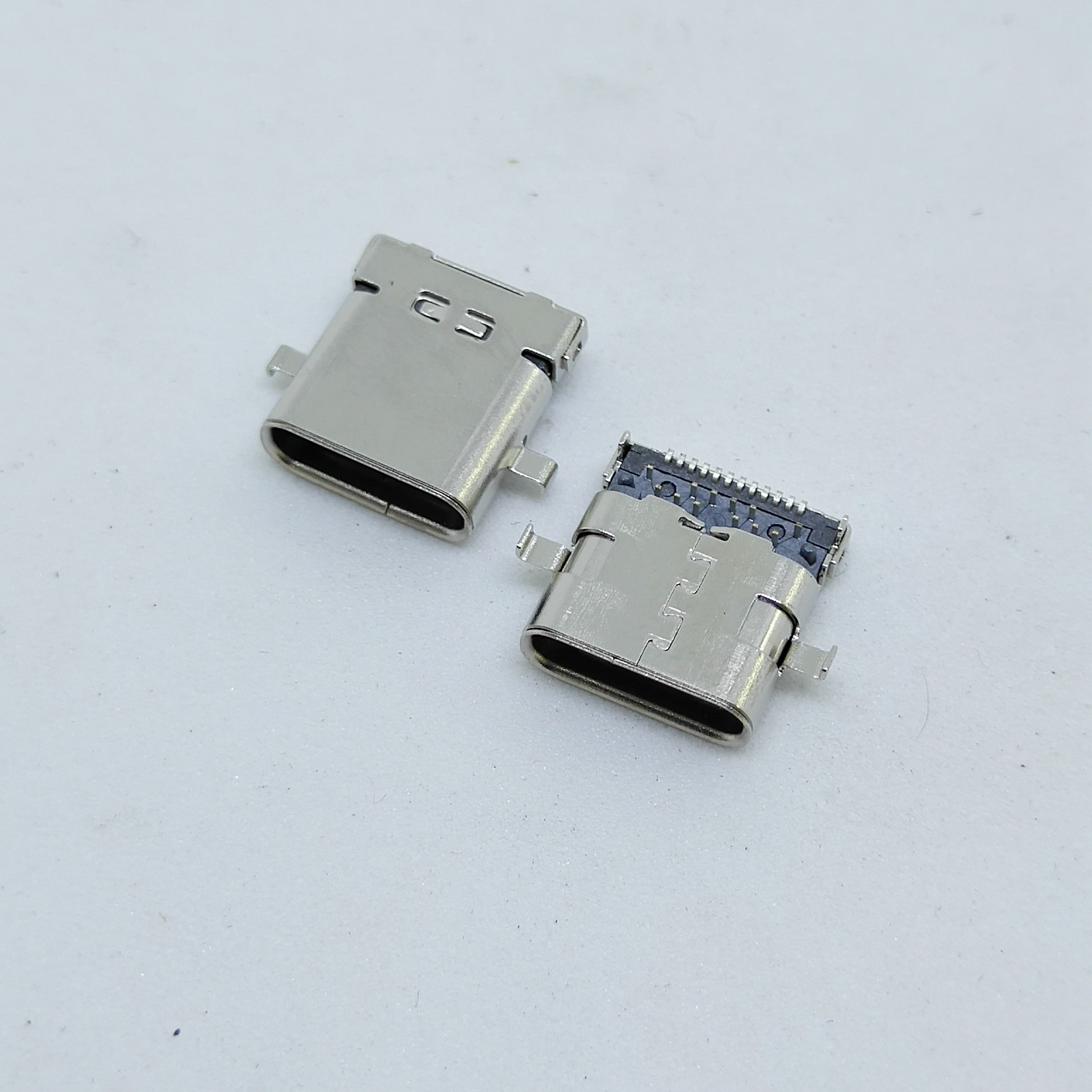 type-c沉板1.6連接器雙外殼母座前插后貼 居中 24PIN全功能 正反插