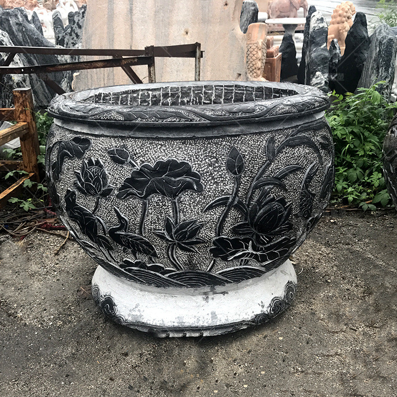 豐路雕塑 仿古石雕荷花魚(yú)缸圓缸 花盆