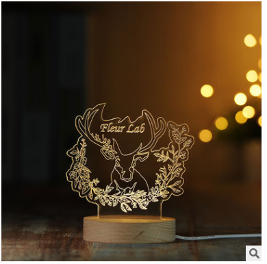 獨(dú)角獸裝飾3D小夜燈實(shí)木質(zhì)LED遙控臺(tái)燈創(chuàng)意禮物燈1號(hào)倉庫