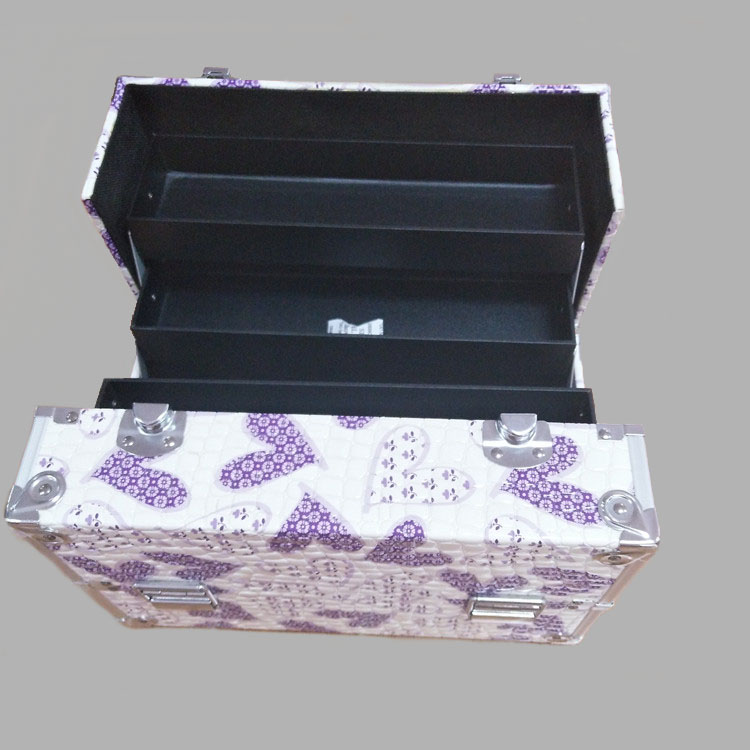 皮質(zhì)化妝箱雙開鋁制化妝箱手提多層美容紋繡美甲工具收納箱