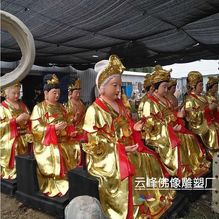 西山老母佛像 玻璃鋼貼金彩繪十二老母佛像批發(fā)定制 河南大型佛像廠家電話