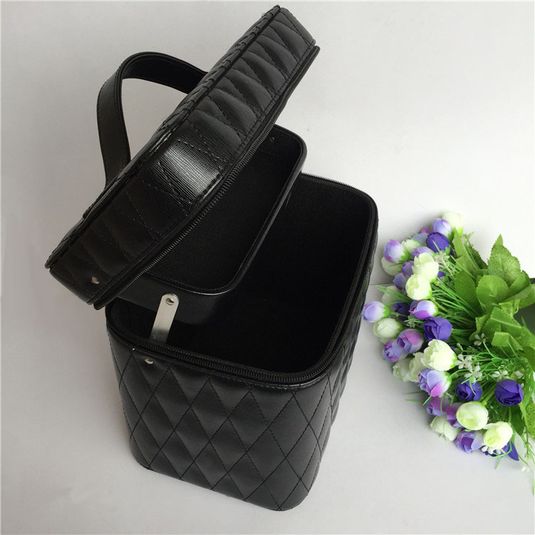 手提化妝箱方形圓角雙層彩妝收納盒 手提大容量化妝箱