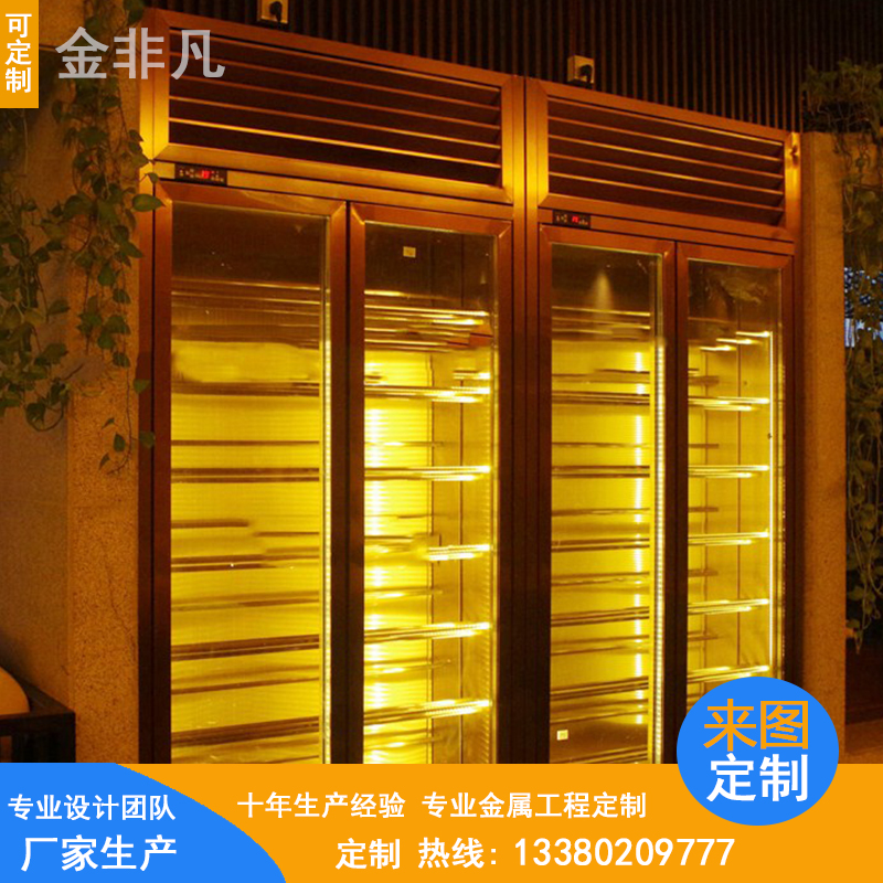 廠家定做現(xiàn)代不銹鋼酒柜 黑鈦不銹鋼酒柜 不銹鋼恒溫紅酒柜