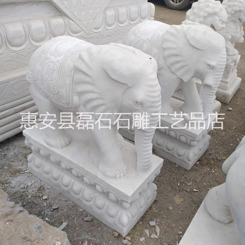 廠家直銷 石雕招財象漢白玉大象園林酒店景區(qū)裝飾動物擺件