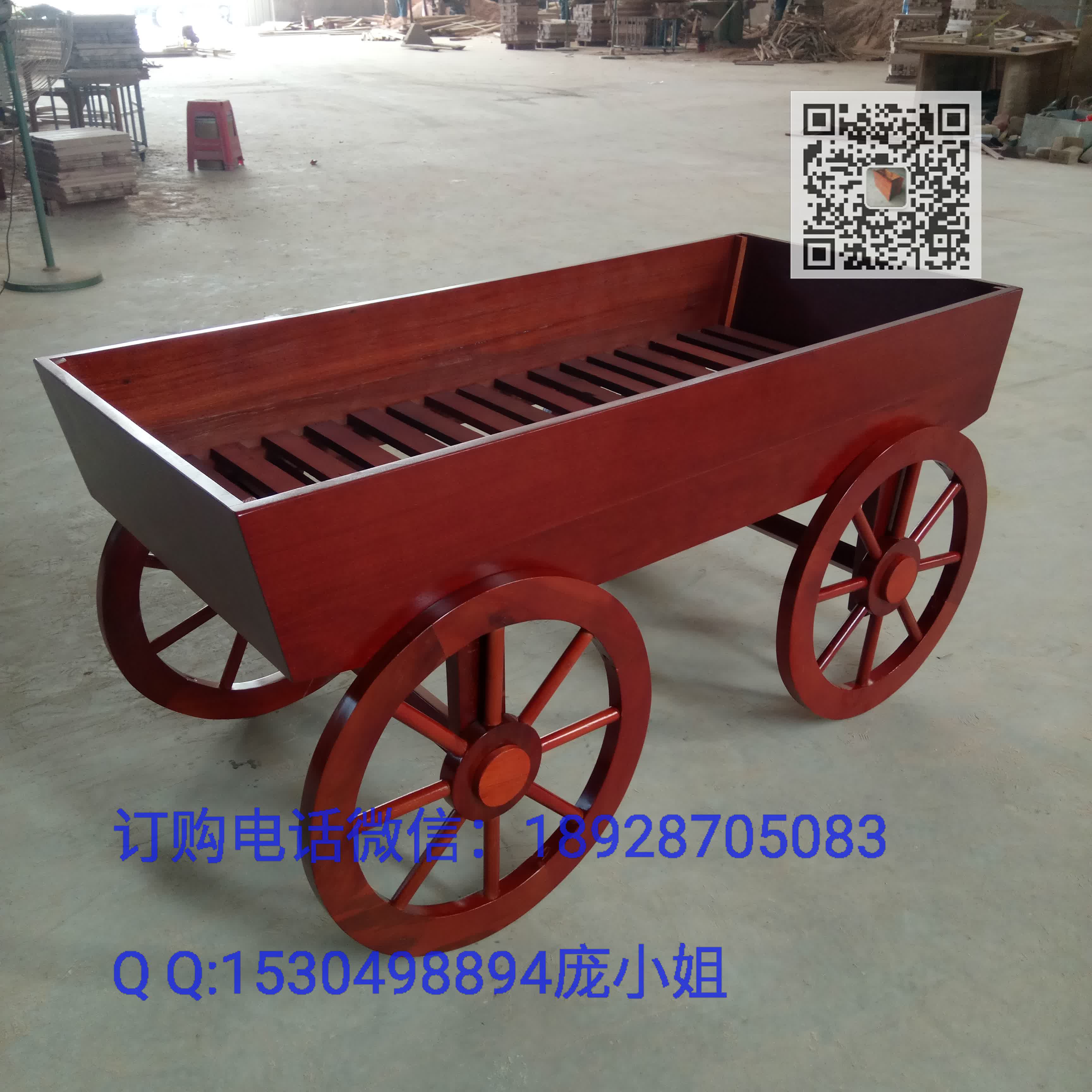 廠家直銷(xiāo)實(shí)木戶(hù)外花車(chē) 白色實(shí)木花車(chē)