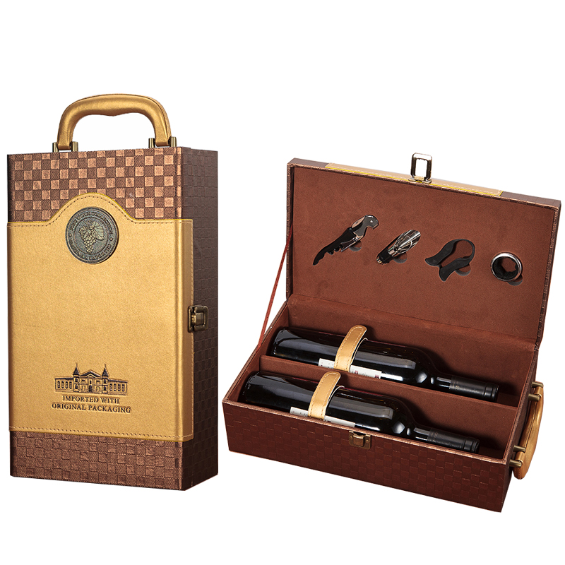 紅酒皮盒雙只裝 現(xiàn)貨紅酒包裝盒 紅酒禮盒葡萄酒包裝盒