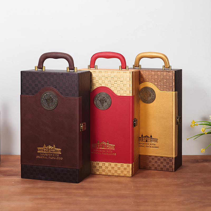 紅酒皮盒雙只裝 現(xiàn)貨紅酒包裝盒 紅酒禮盒葡萄酒包裝盒