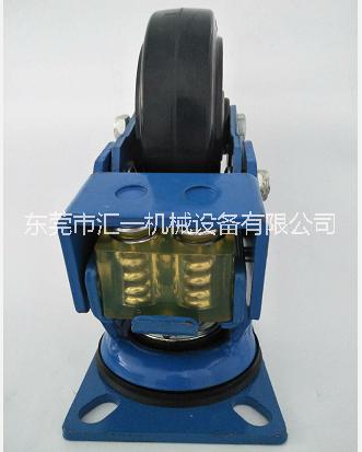 重型彈簧減震橡膠輪 廣東彈簧減震輪 工業(yè)腳輪6寸萬向鋁芯橡膠彈簧橡膠減震輪