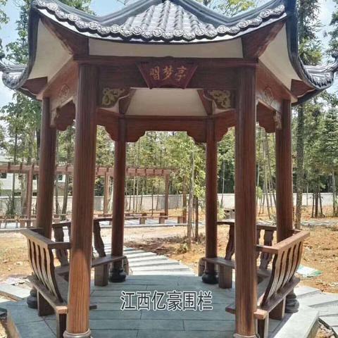 武漢水泥仿木涼亭安裝效果 宜昌仿 湖北水泥仿木涼亭安裝效果
