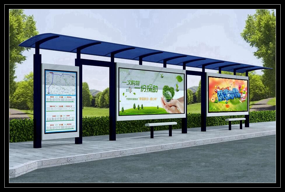 公交站臺候車亭生產(chǎn)設計制作廠家、不銹鋼候車亭、公交車候車亭