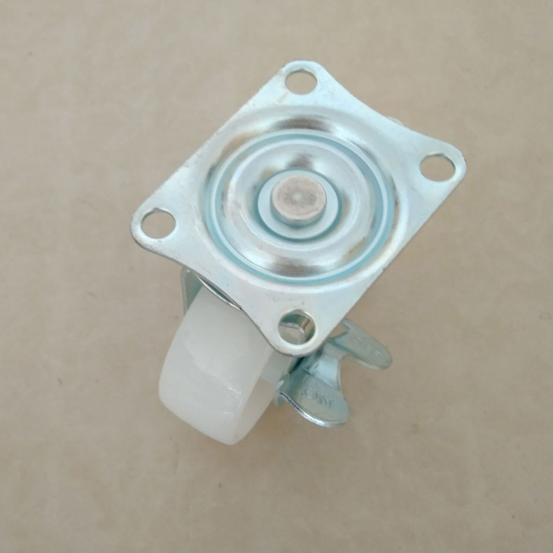 1.5寸白pp平底剎車腳輪 輕型白pp耐磨滑輪家具輪 小推車腳輪