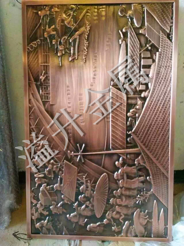 復式洋樓室內(nèi)電視墻裝飾青古銅拉絲鋁藝隔斷浙江訂做