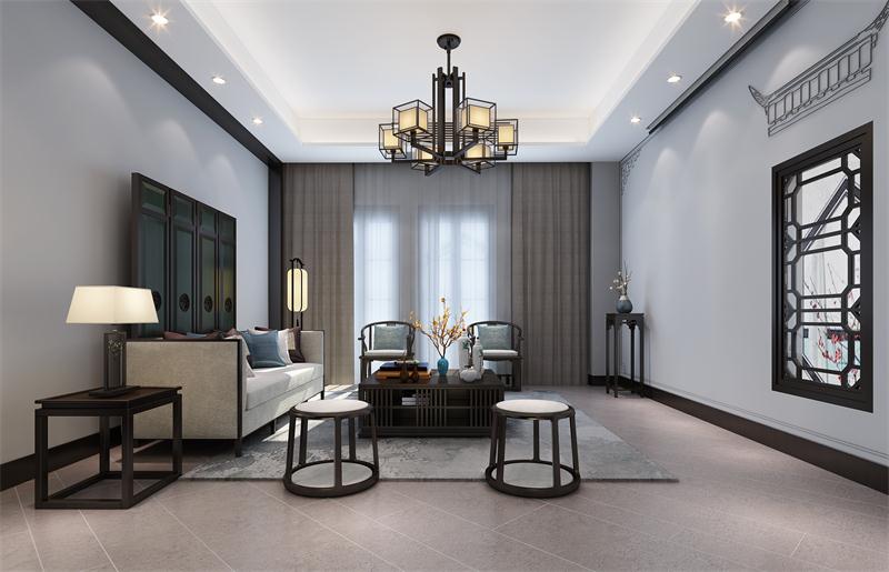 酈湖美墅四居室裝修-龍發(fā)裝飾-新中式風(fēng)格裝修案例
