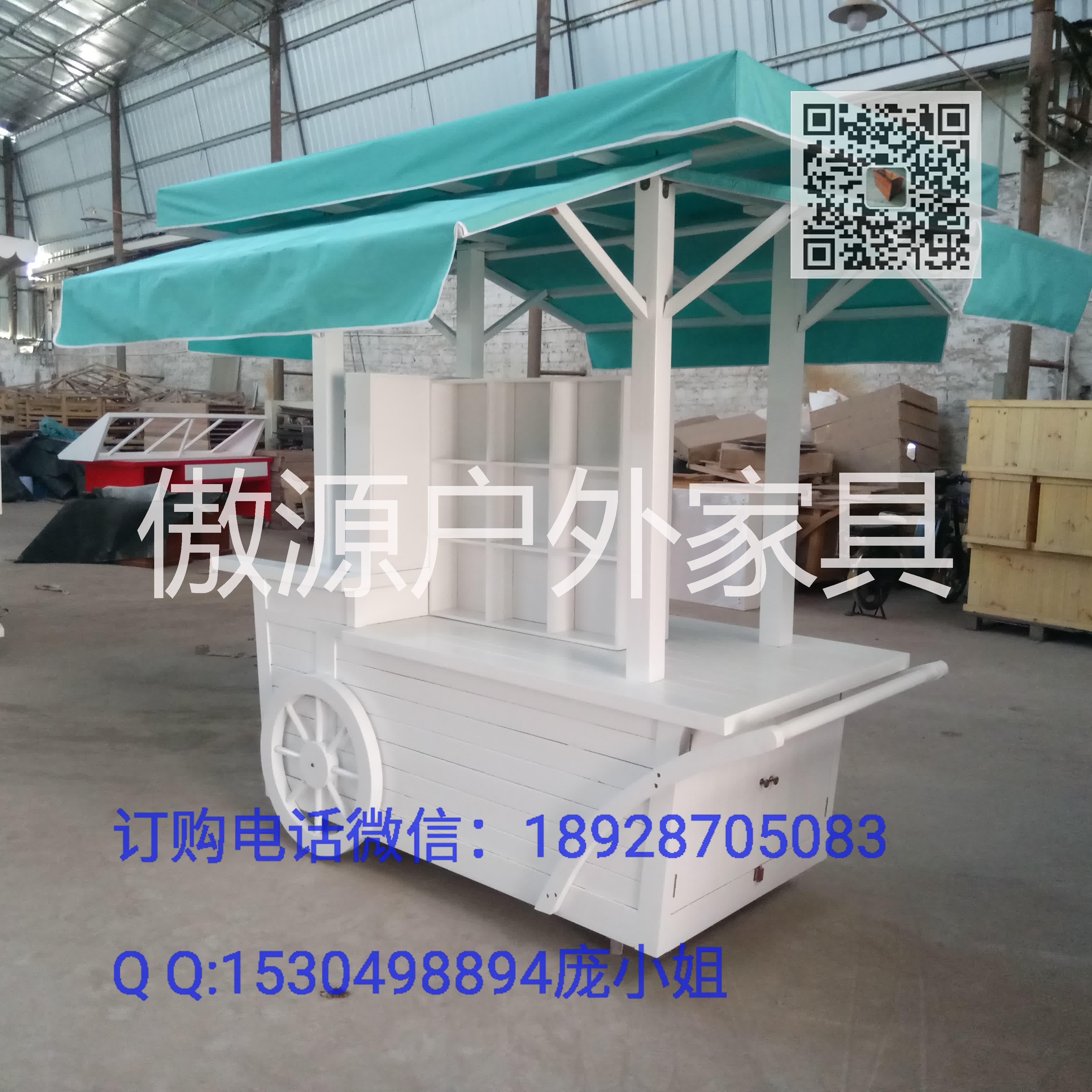 現(xiàn)貨木質(zhì)花車,木制售貨車,餐館流動(dòng)售貨車