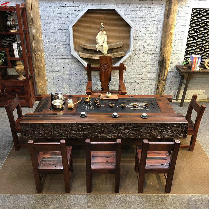 老船木茶桌椅組合批發(fā)船木茶桌椅特 老船木茶桌椅組合中式船木茶臺茶幾 古船木茶桌椅組合中式船木茶臺茶幾