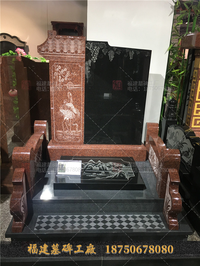 定制漢白玉石雕墓碑 中式傳統(tǒng)家族公墓 墓碑人工雕刻