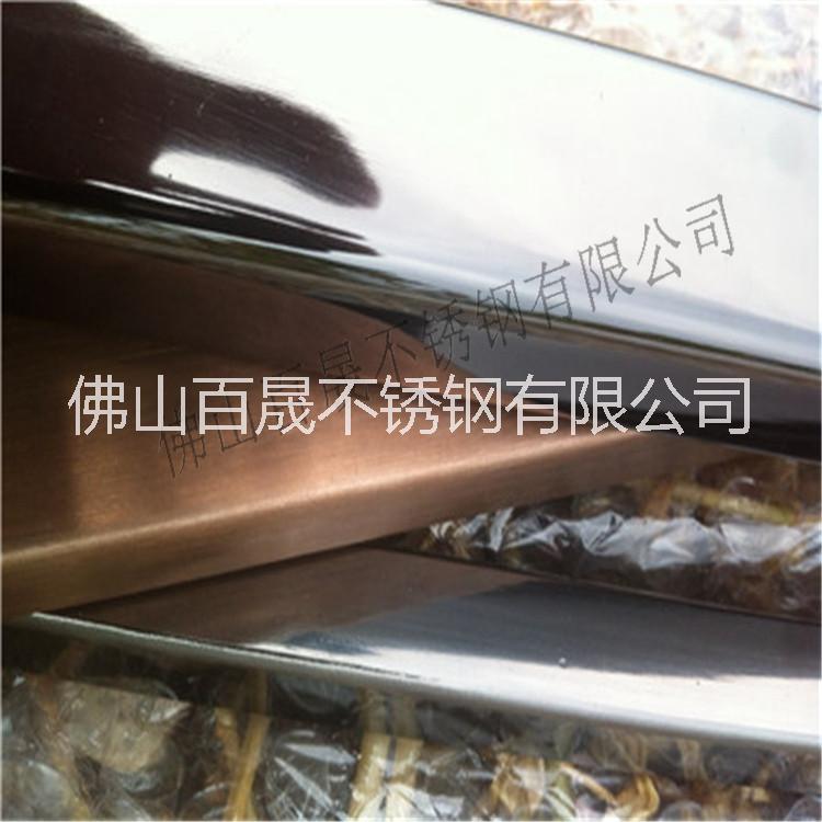 201不銹鋼彩色管拉絲黑鈦金方管30*30 鏡面玫瑰圓管 古銅金矩形管