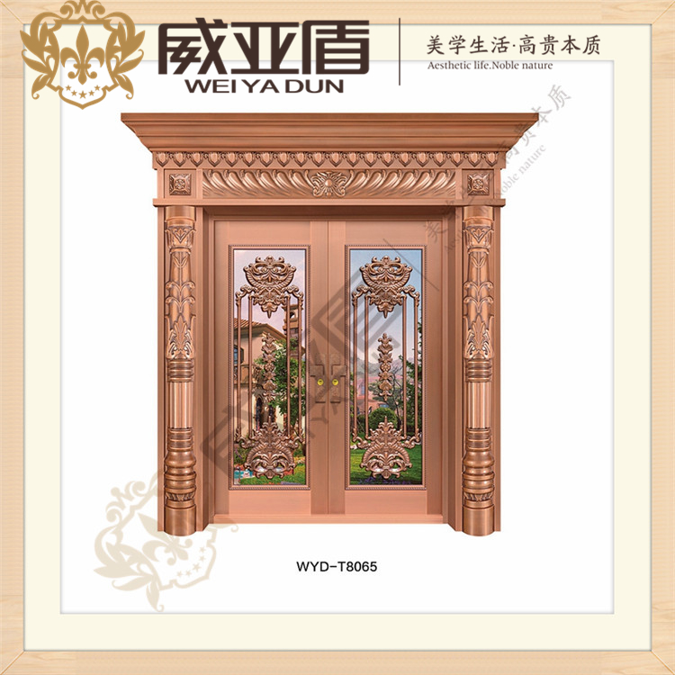 威亞盾 歐式現(xiàn)代玻璃豪華銅門  可定制款 廠家直銷 別墅防盜門 T8062 T8063 T8065