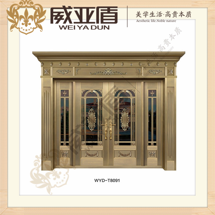 威亞盾 新款現(xiàn)代簡約四開銅藝門 專業(yè)訂制別墅銅門 防盜子母門 T8089  T8090 T8091 T8092
