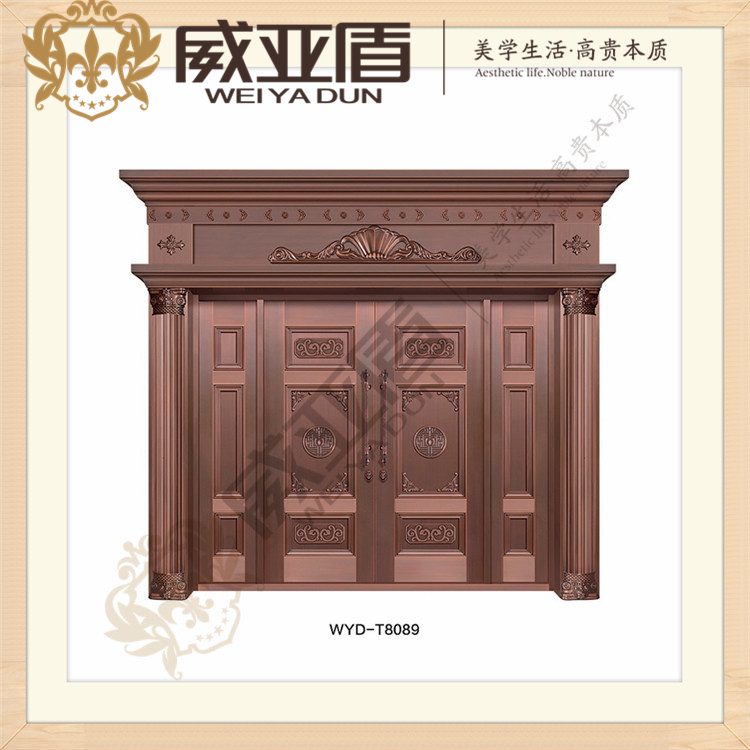 威亞盾 新款現(xiàn)代簡約四開銅藝門 專業(yè)訂制別墅銅門 防盜子母門 T8089  T8090 T8091 T8092