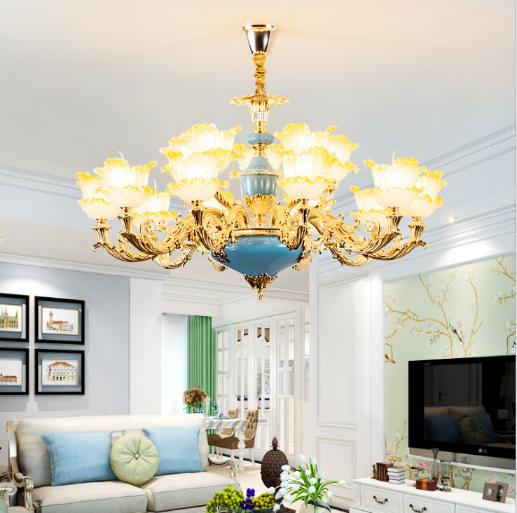 中山水晶吊燈 深圳客廳餐廳燈飾燈具 中山水晶燈 水晶吊燈中山金色水晶燈