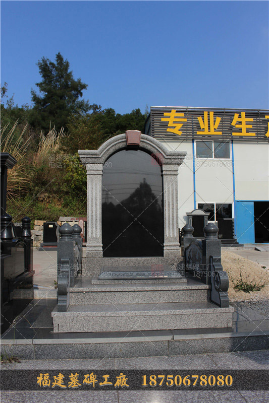 供應(yīng)豪華家族石雕墓碑 墓地花組合 中國黑大理石材墓碑套 可定制