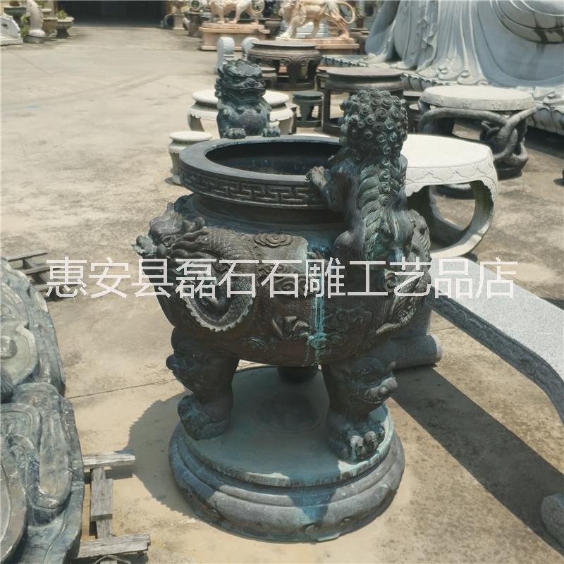 福建廠家定制 石雕香爐青石仿古香爐寺廟燒香祭祀用品擺件