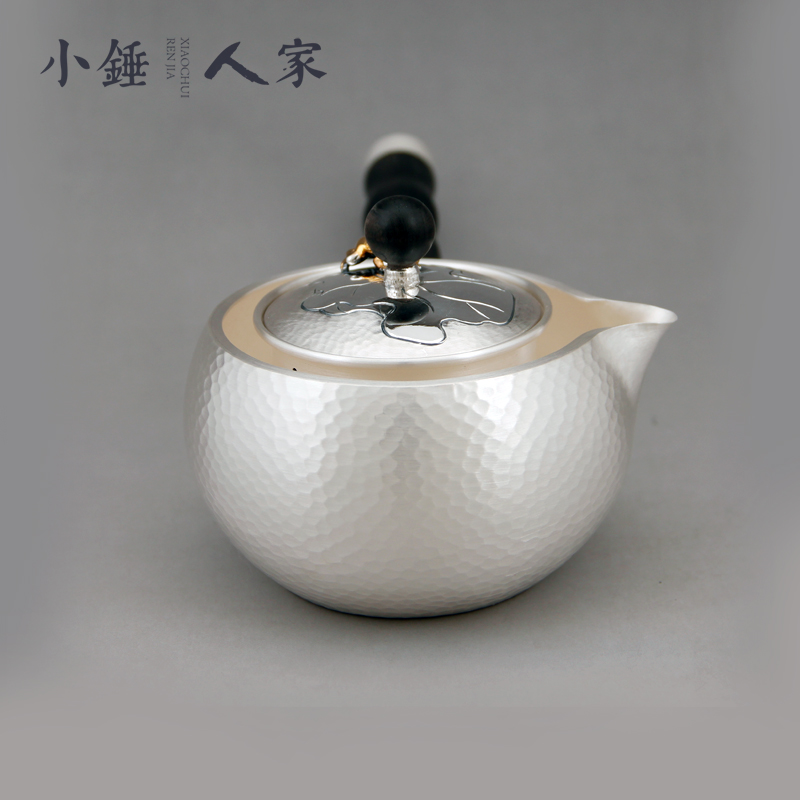 小錘人家手工禪茶純銀側(cè)把壺手工純銀泡茶壺純銀茶具