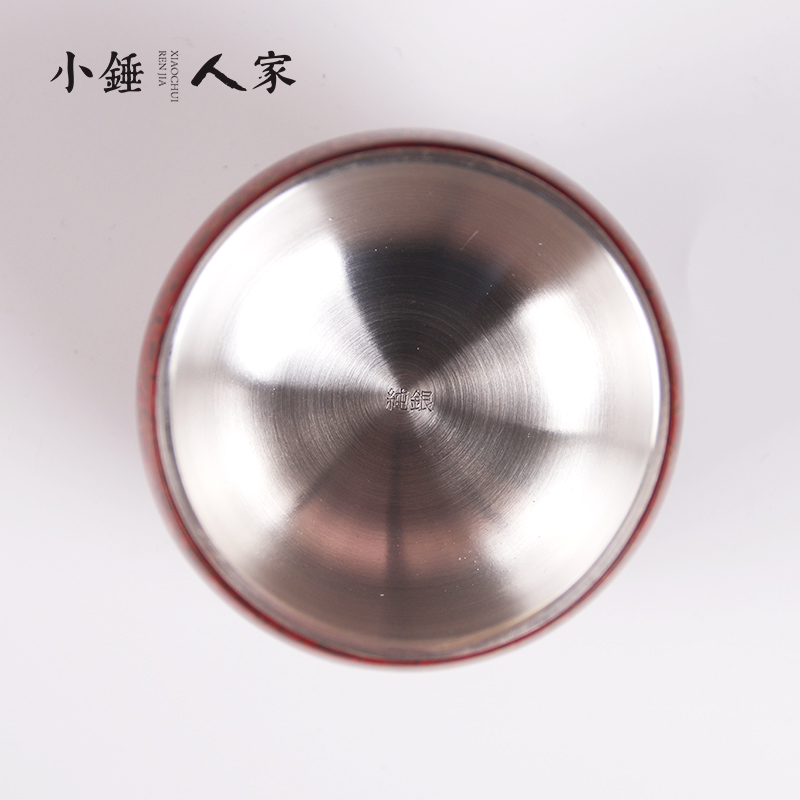 小錘人家浮翠流丹純銀漆器杯純手工純銀茶杯品茗杯主人杯純銀茶具