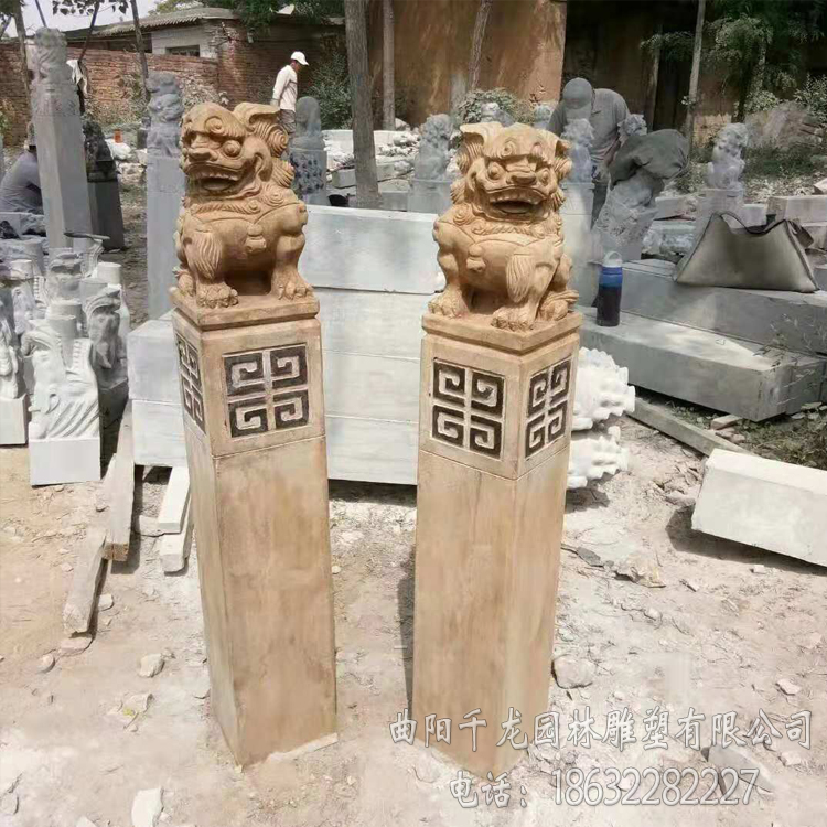 石獅子栓馬樁青石仿古石雕四神獸龍生九子栓馬樁