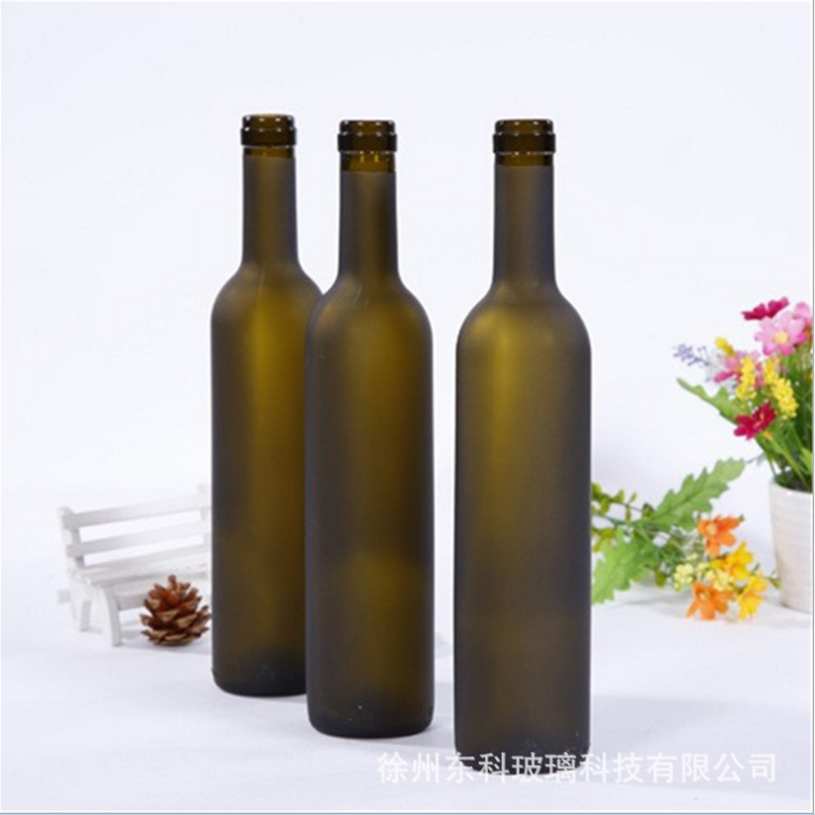 廠家批發(fā) 紅酒瓶葡萄酒玻璃瓶500ml墨綠磨砂紅酒瓶 冰酒瓶 香檳酒瓶