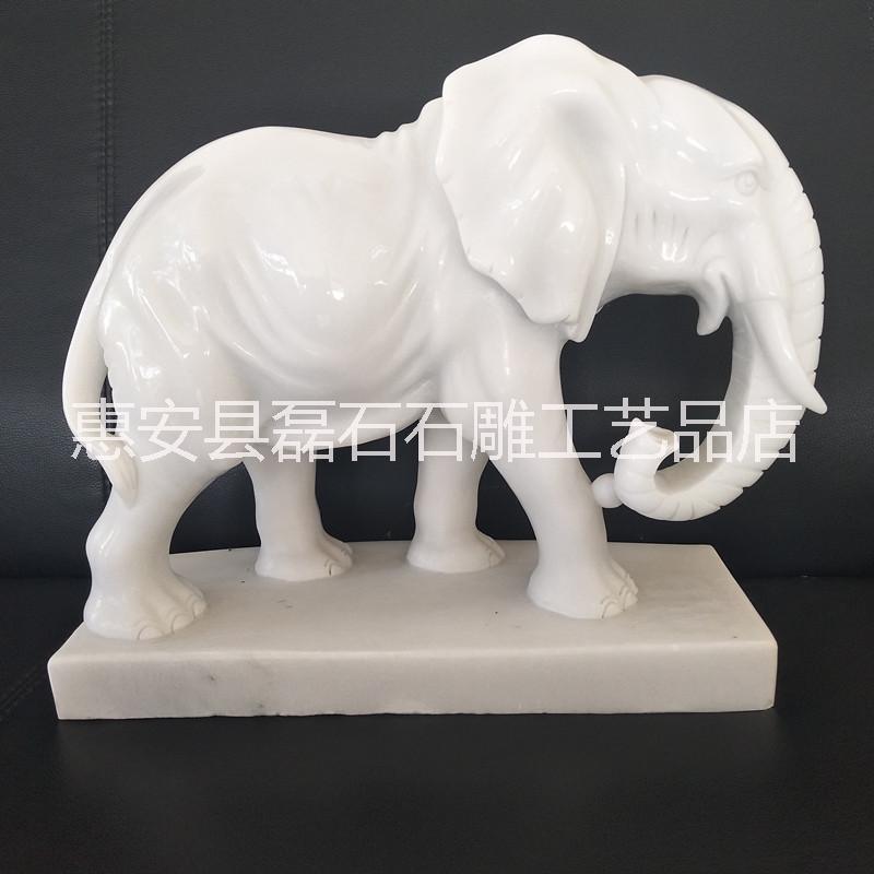 廠家現(xiàn)貨 石雕大象漢白玉材質(zhì)辦公室別墅招財工藝品小象