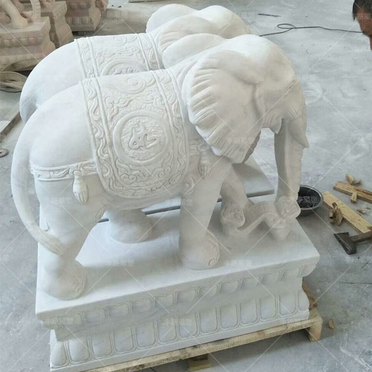曲陽石雕 漢白玉招財(cái)大象雕刻廠家