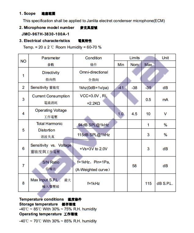 9767全指向IP67防水*抗 全指向IP67防水*抗咪頭