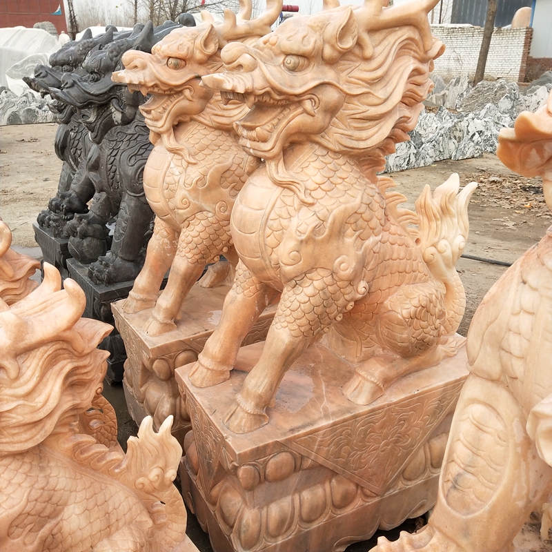 供應(yīng)麒麟雕刻 青石石雕麒麟 庭院晚霞紅鎮(zhèn)宅麒麟雕塑擺件