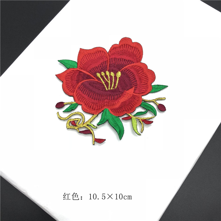 中國風(fēng)花卉刺繡布貼服裝裝飾輔料禮盒貼花DIY背膠補(bǔ)丁貼廠家定制電腦繡花章