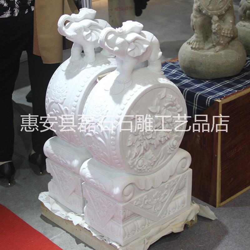福建廠家直銷 石雕抱鼓石漢白玉招財(cái)門墩庭院別墅裝飾擺件
