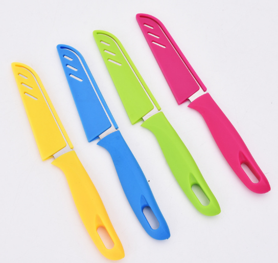 創(chuàng)意糖果色不銹鋼塑料水果刀土豆削皮器便攜小刀廚房小工具批發(fā)