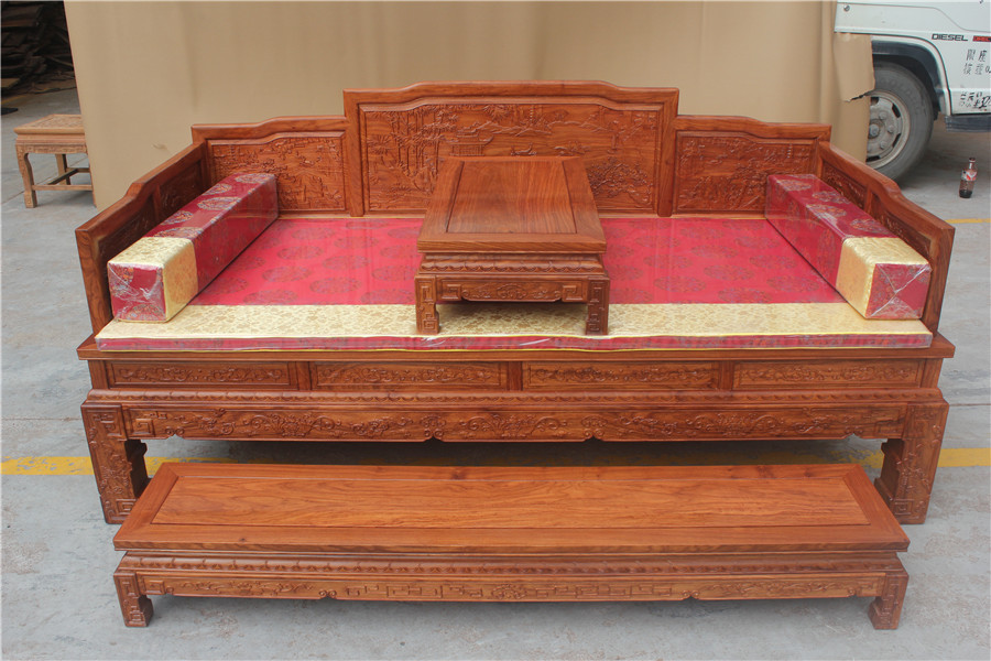供應(yīng)黑龍江古典家具批發(fā)價格 黑龍江古典家具批發(fā)羅漢床價格花梨 榻榻床非花 書房家具 卓瑞紅木羅漢床