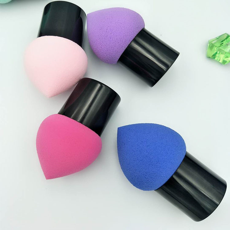 粉撲圓頭小蘑菇粉撲帶柄化妝海綿粉底