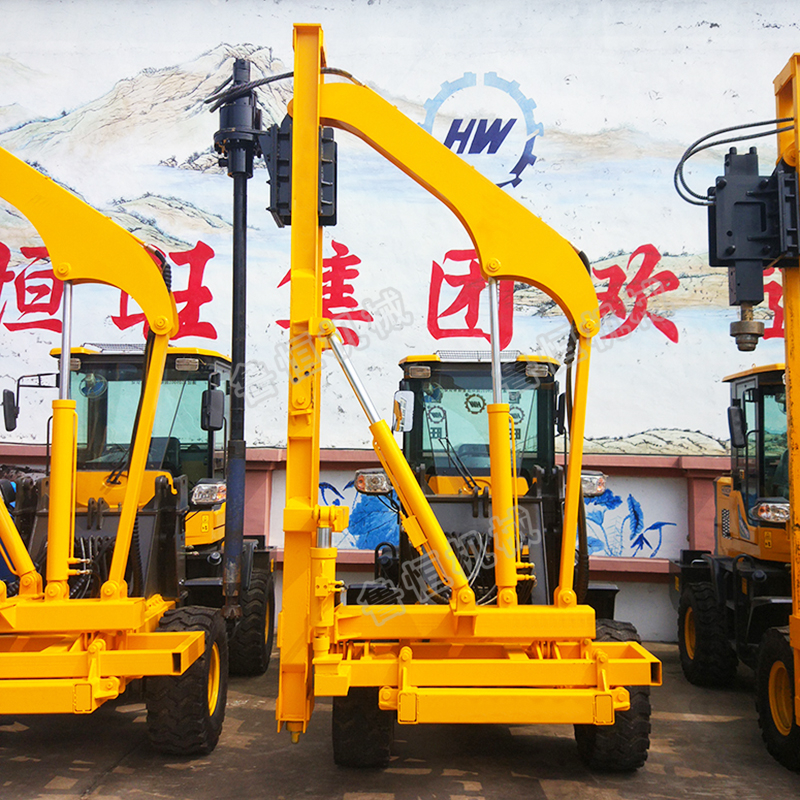 廠家直銷雙動力頭公路護欄打樁機 打鉆一體公路打樁機 鏟車式護欄打樁機