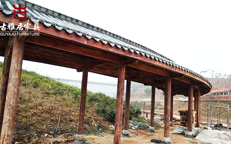 達州景觀走廊，防腐木廊架，游廊定制加工廠家