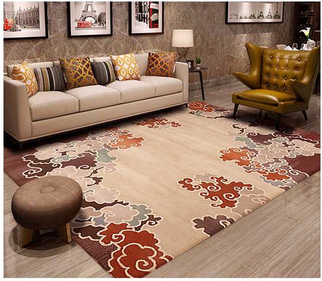 新中式客廳羊毛地毯 地毯羊毛手工地毯新中式中國風祥云地毯現(xiàn)代 祥云地毯