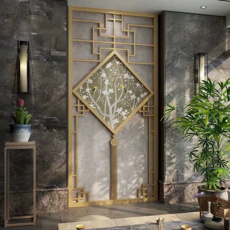 新中式不銹鋼屏風(fēng) 佛山新中式不銹鋼屏風(fēng)廠家 新中式簡約屏風(fēng)隔斷