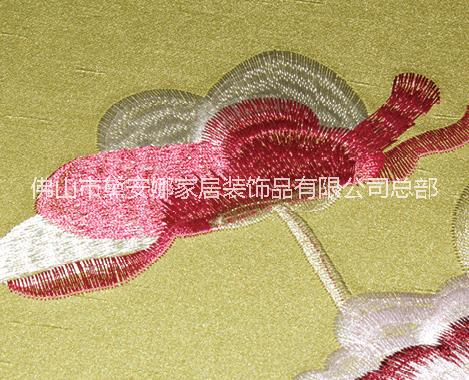 輕奢刺繡背景墻新中式刺繡硬包背景墻 新中式刺繡墻布背景墻 新中式刺繡墻布硬包背景墻 新中式刺繡硬包電視背景墻