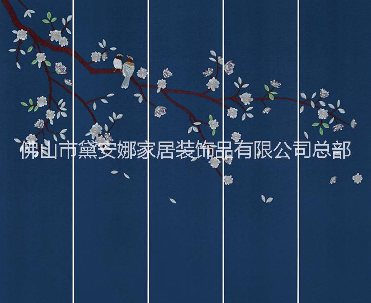 輕奢刺繡背景墻，浮雕軟包廠家，酒店皮雕背景，刺繡硬包 新中式刺繡硬包背景墻 新中式刺繡墻布背景墻