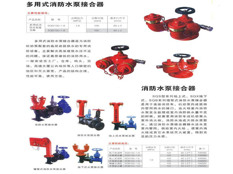 西安水泵接合器 新式多功能消防水泵接合器SQD100老式
